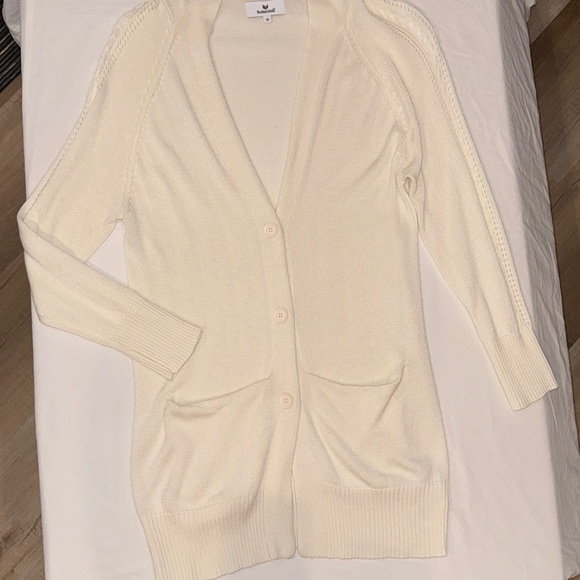 Buttercloth Cream Cardigan with Pockets & Hoodie Size Medium - Picture 3 of 7